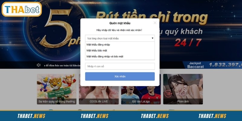 3 tình huống cần lấy lại mật khẩu THABET