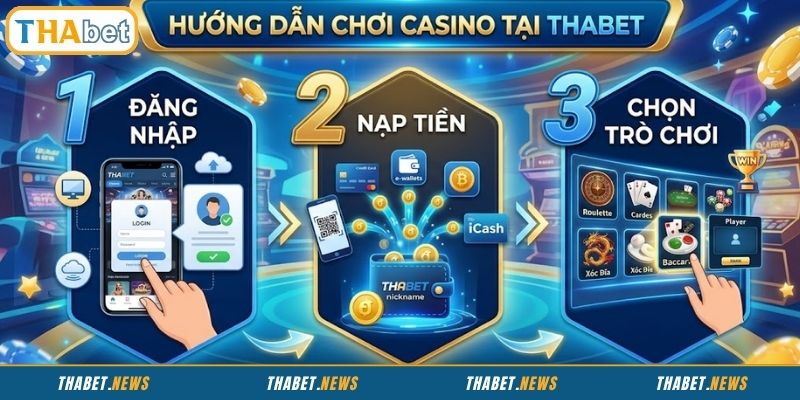 Cách vào chơi Casino nhanh chóng tại THABET