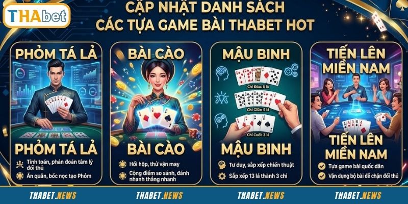 Danh sách tựa game bài THABET đáng chọn