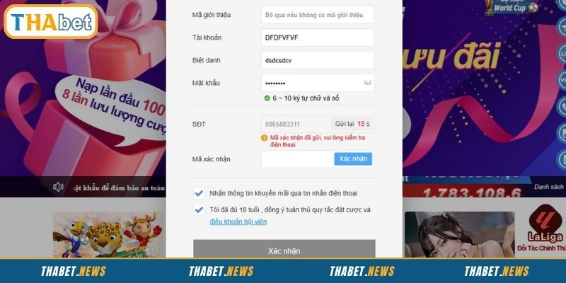 Không nhận được mã OTP khi đăng ký tài khoản cá cược