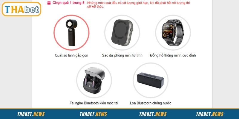 Sự kiện hấp dẫn với quà tặng 5 chọn 1