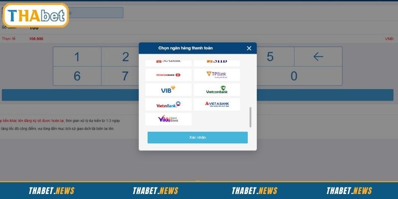 Thanh toán trực tuyến tại THABET siêu đơn giản